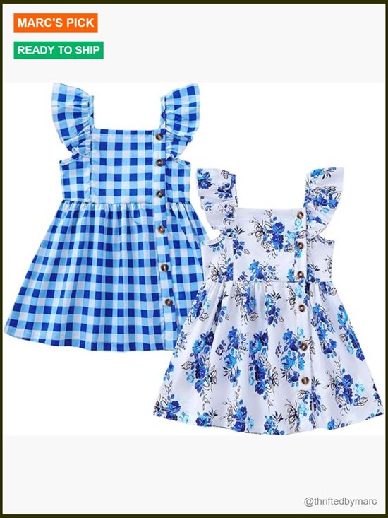 Other - Toddler Girls 2-Pack Sun Dresses Fly Sleeve A-Line Summer Outfits